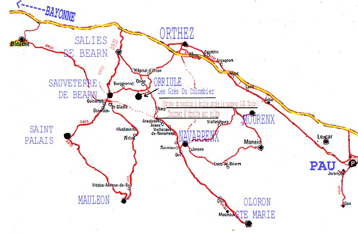 Plan d'accès à l'usine Grès du Colombier à Orriule